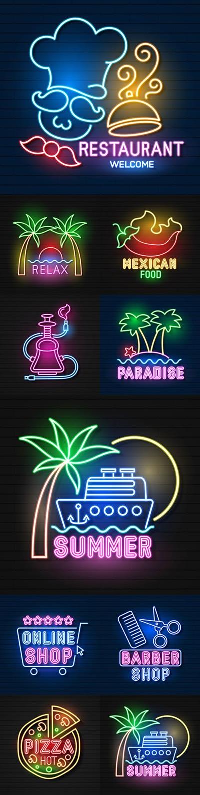 Neon signage and logo vector for your design