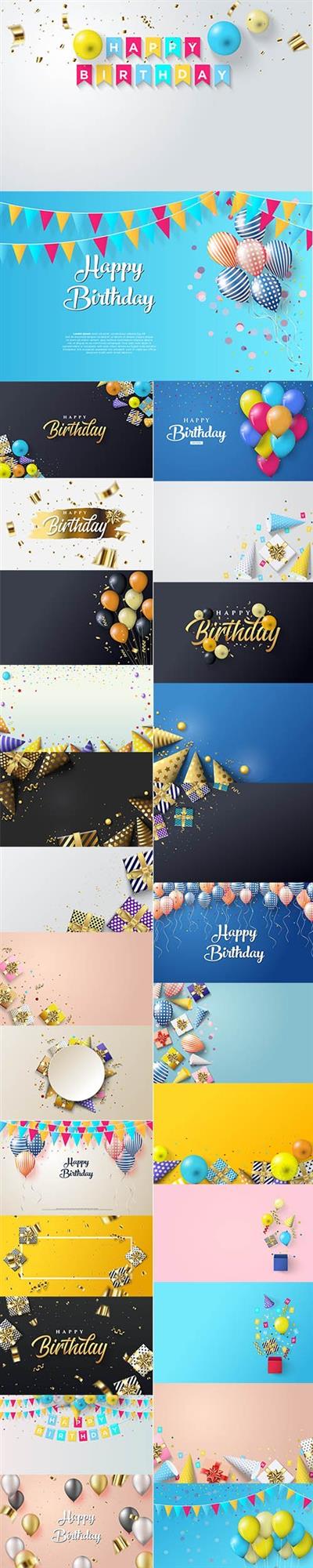 Birthday Party with Gift Box Premium Illustrations Set