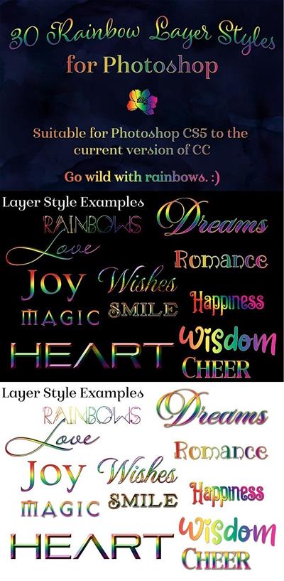 Rainbow Layer Styles - Set of 30 Styles for Photoshop - 445189