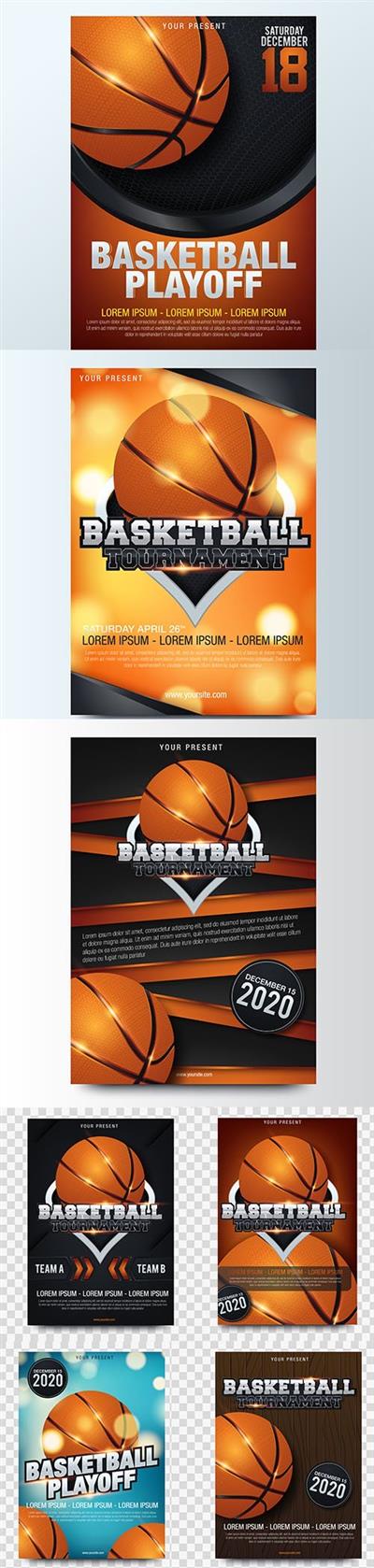 Basketball Poster with Ball Premium Illustrations