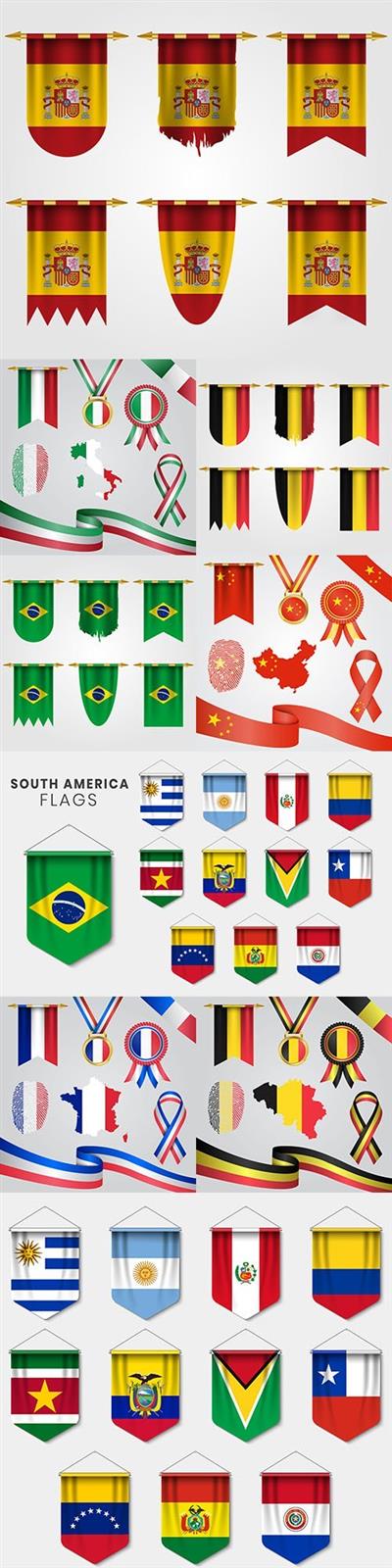 Flag countries in different forms design element