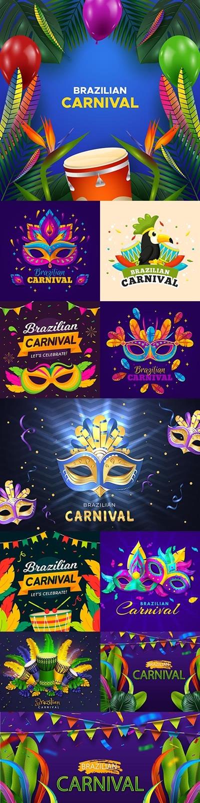 Colorful Brazilian carnival flat and realistic design