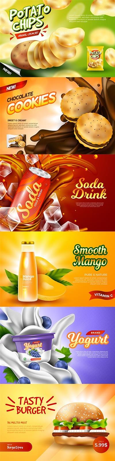 Fast drinks and food design template advertising
