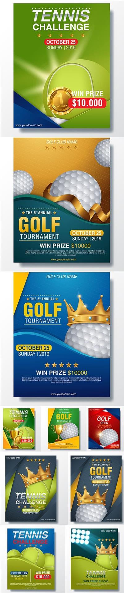 Golf and Tennis Tournament Poster Set