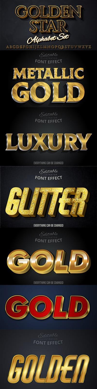 Gold text effect illustration edited font