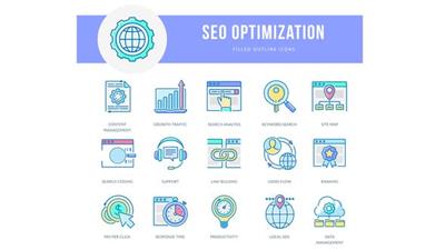 Seo Optimization - Filled Outline Animated Icons 25653473