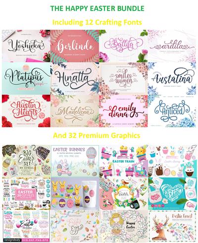 The Happy Easter Bundle - 32 Premium Graphics and 12 Crafting Fonts
