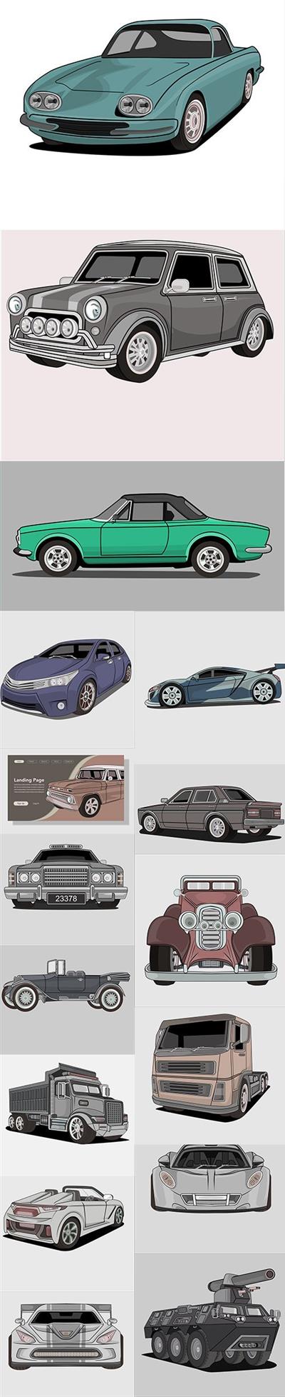 Vintage Car Premium Illustrations Set