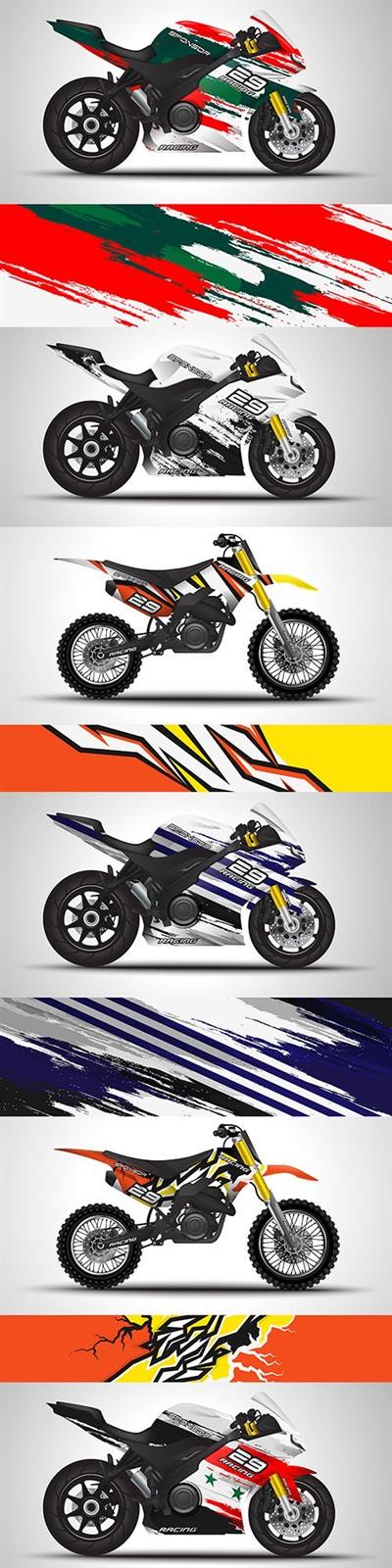Motorcycle sticker and vinyl sticker design illustration