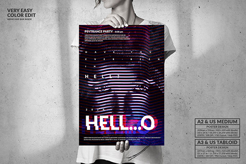 Hell...o Psytrance - Big Music Poster Design PSD