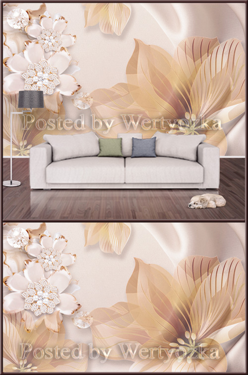 3D psd background wall big flowers