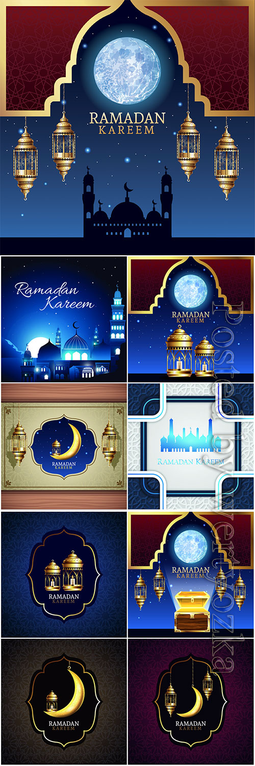 Ramadan kareem celebration with lanterns and moon # 3