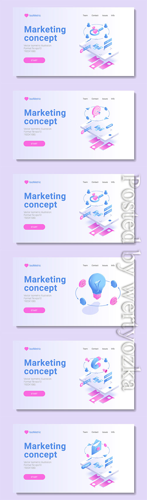 Set of banners with isometric vector illustration # 3