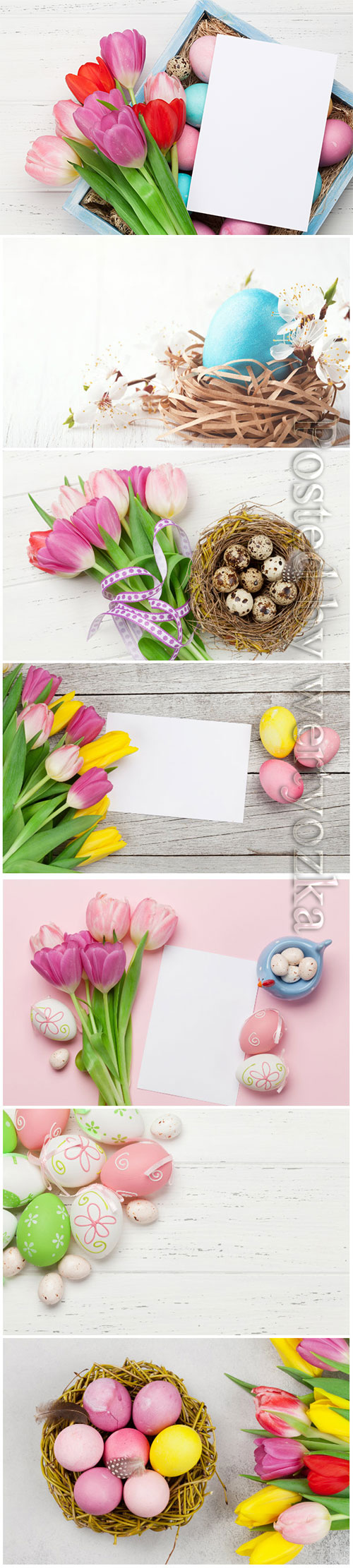 Happy Easter stock photo, Easter eggs, spring flowers # 2