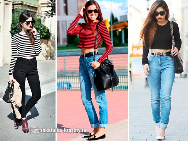 С чем носить голубые женские джинсы.</div>
<div> Фото с высокой посадкой, завышенной талией, рваные. Модные» /></div>
<div style=