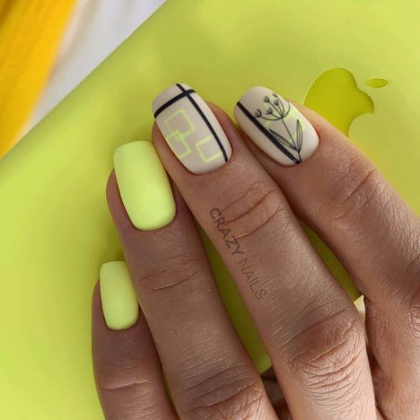 Идеи дизайна маникюра гель-лаком на короткие квадратные ногти 2020. Фото