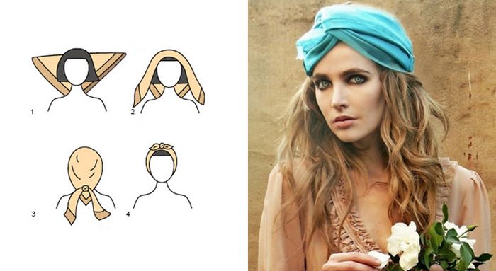 Как красиво завязать платок на голове разными способами как шапку, на крестины, хвостиками вверх.