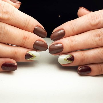 Дизайн маникюра в коричневом цвете на короткие, длинные, острые, квадратные ногти. Фото