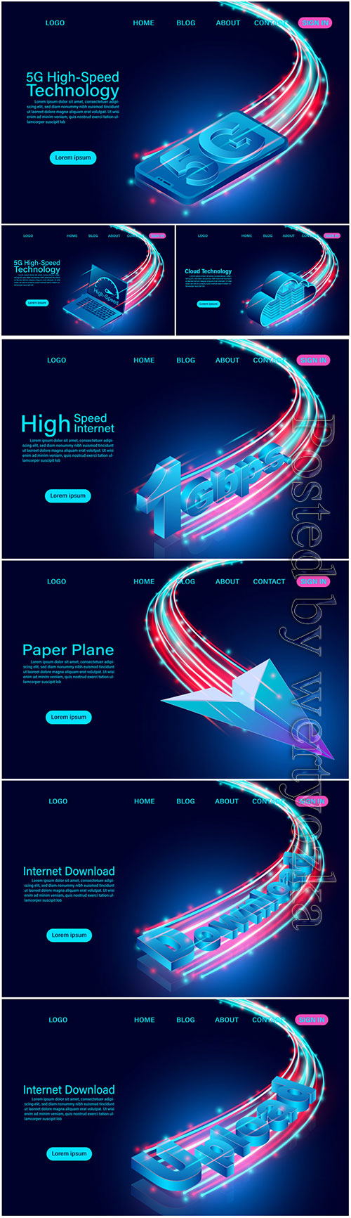 Banner with Internet concept isometric illustration