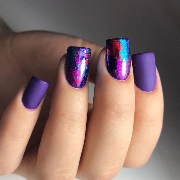 Фиолетовый маникюр на короткие ногти. Сочетание цветов, фото, новинки 2020 гель-лаком