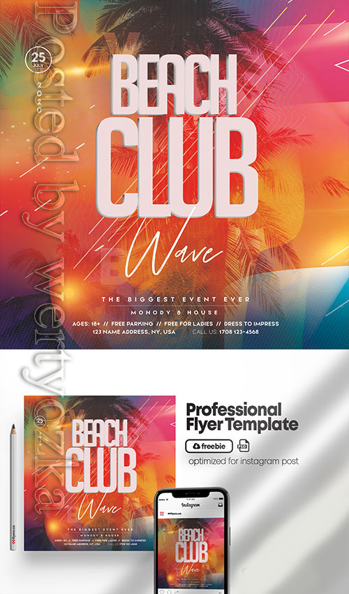 Beach Club Party - Premium flyer psd template