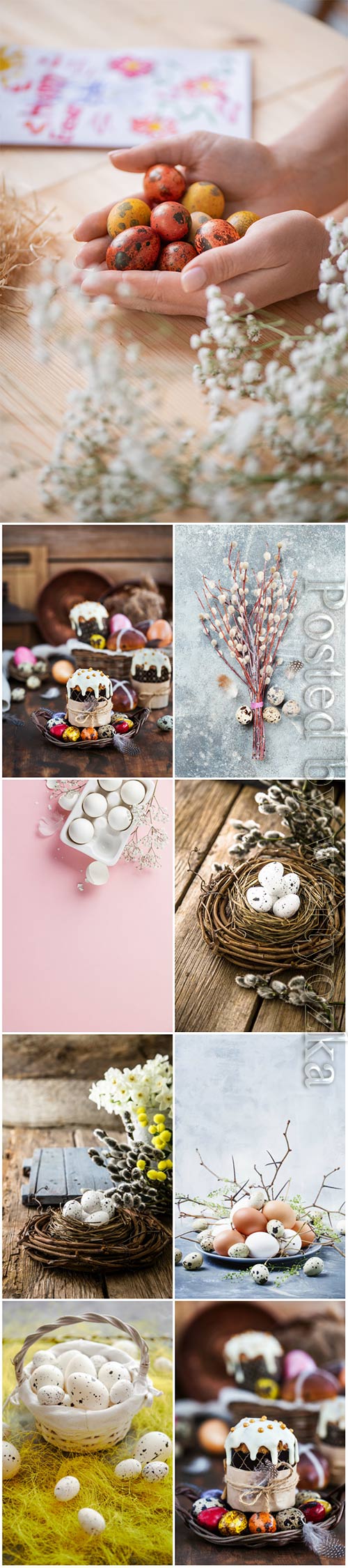 Happy Easter stock photo, Easter eggs, spring flowers # 12