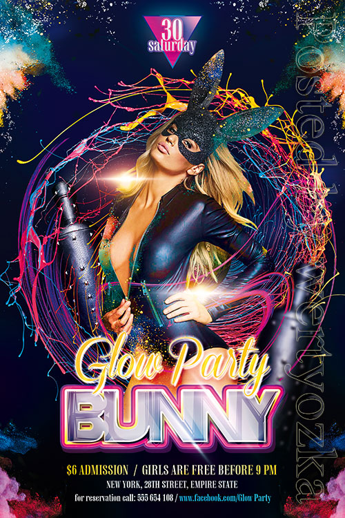 BOF Bunny Glow Party - Premium flyer psd template