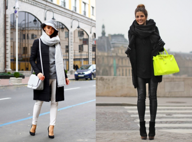 Будь модной! Подборка аксессуаров к классическому черному пальто