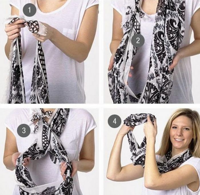 Как завязать шарф на платье