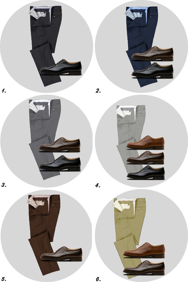 Как должны сочетаться цвета мужских туфель и брюк