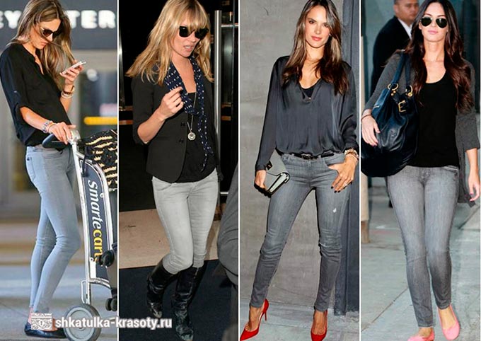 С чем носить серые женские джинсы