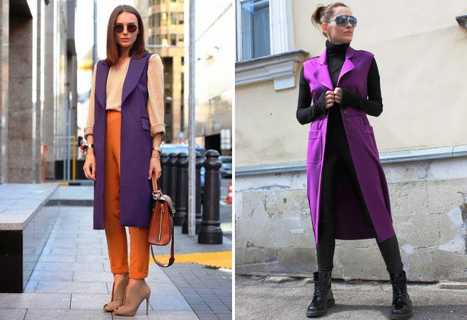 С чем носить фиолетовое пальто