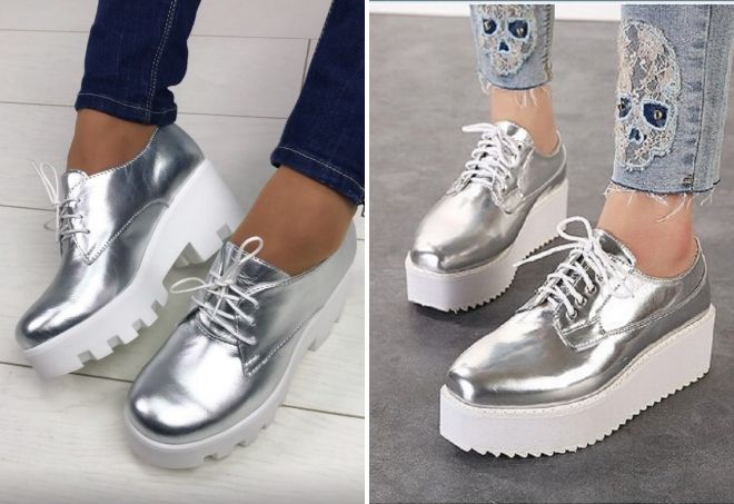 С чем носить серебряные туфли на каблуке