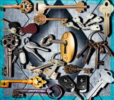 Клипарты для фотошопа - Ключи от дома, машины, гаража