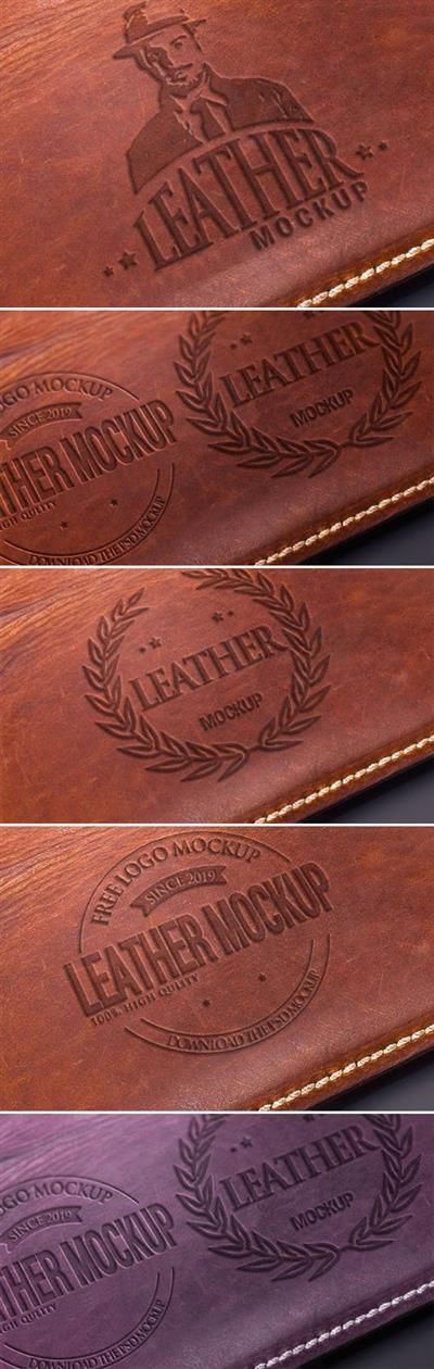 2 Leather Logo Styles PSD Mockup Template