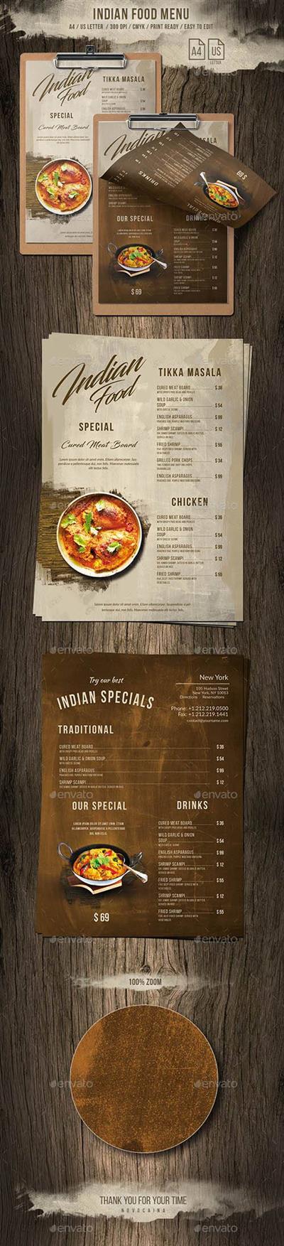 GR - Indian A4 & US Letter Single Page Food Menu 20691932