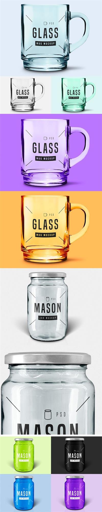 Glass Mug & Jar PSD Mockups