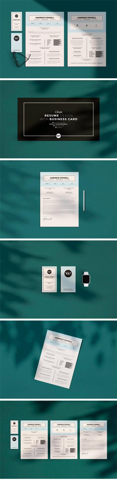 CM - Clean Resume with Business Card 2950309