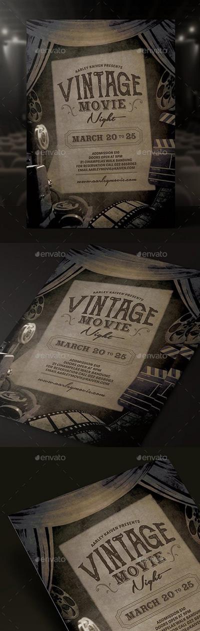 Graphicriver - Vintage Movie Night Flyer 18255869