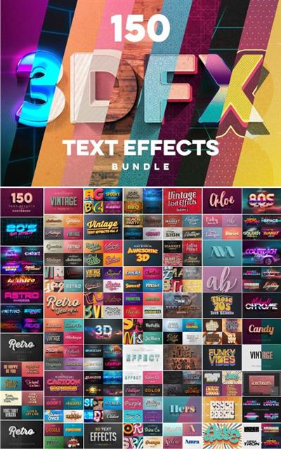 CreativeMarket - 150 3D Text Effects for Photoshop