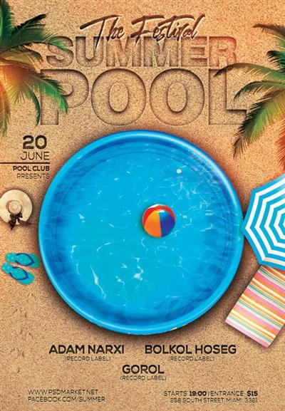 Summer Pool Party Flyer- PSD Template