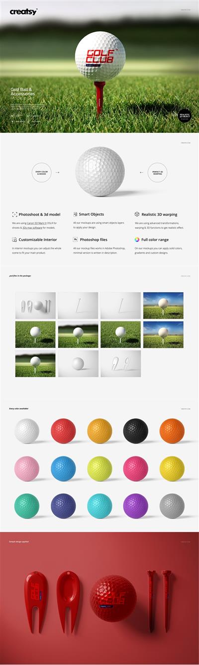 Creativemarket - Golf Ball & Accessories Mockup Set 3713042