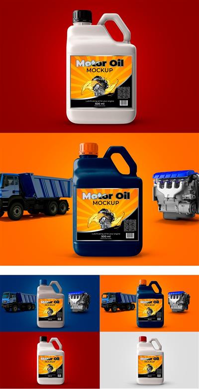 CreativeMarket - Bottle Motor Oil Mockup - 3748950