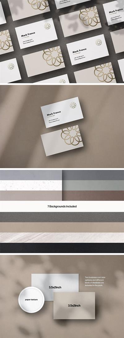 Business Card PSD Mockups + Shadow Overlays & Textures