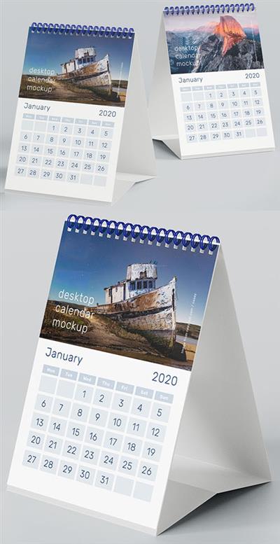A5 Desktop 2020 Calendar PSD Mockup