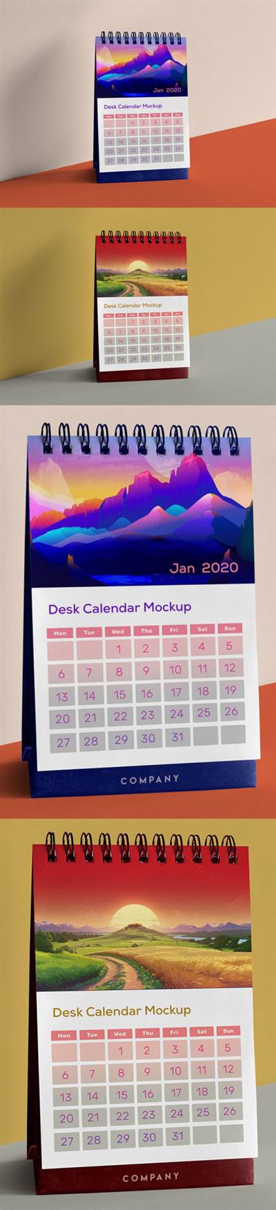 Table Desk Calendar 2020 Mockup PSD Template