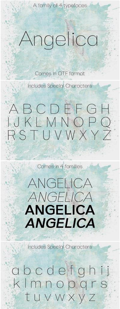 Angelica A Family of 4 Typefaces Font