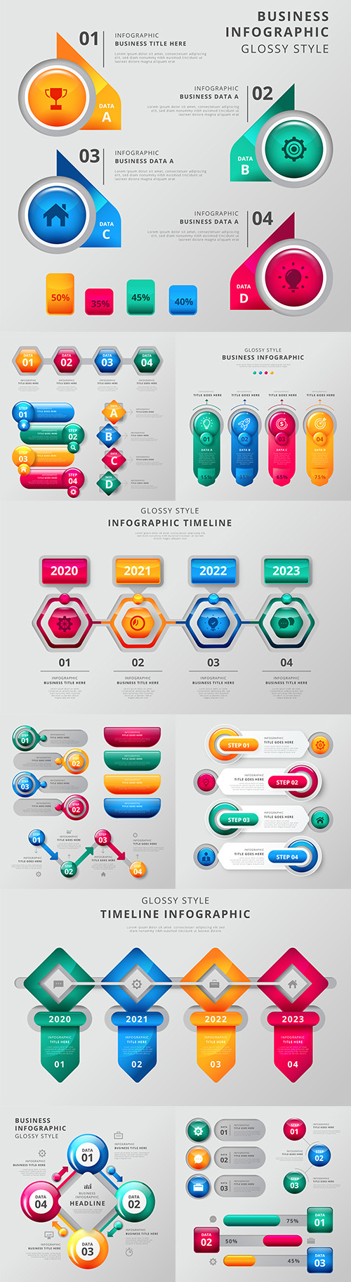 Business infographics options elements collection 150

