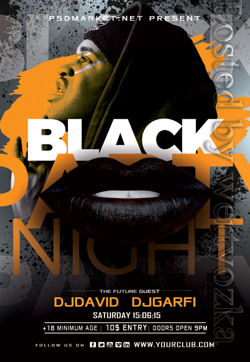 Black club night flyer - Premium flyer psd template
