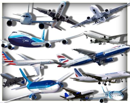 Прозрачные клипарты для фотошопа - Пассажирские самолеты